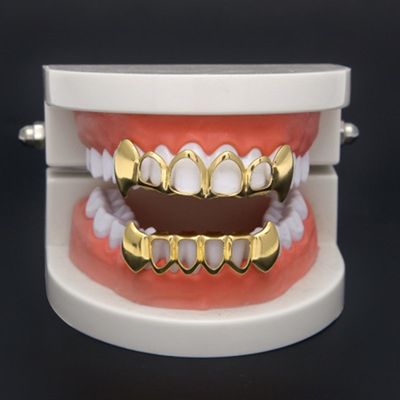 1 stk hip hop tænder sæt sølv guld tand top bund caps punk falsk dental grill til kvinder mænd krop smykker cosplay fest