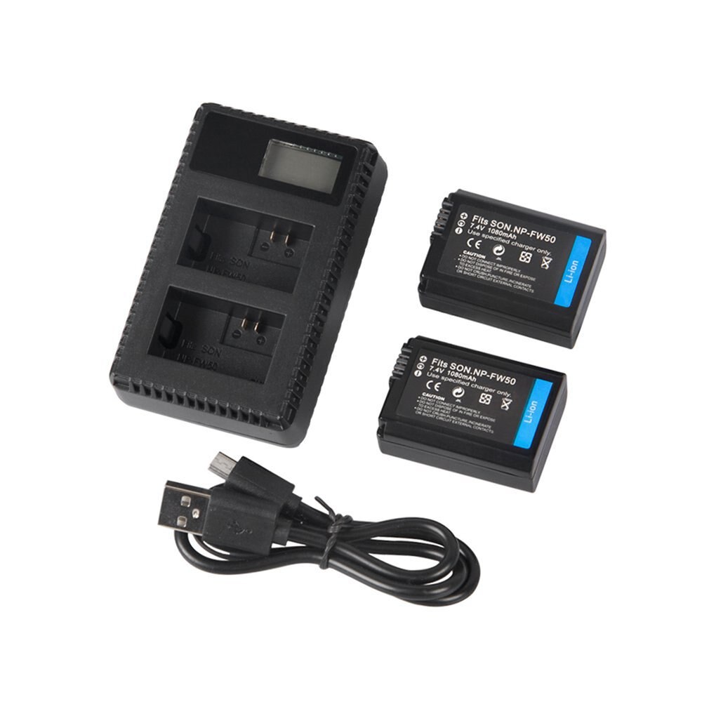 Lot de 2 batteries -3a appareil -3d numérique 1080 mah + chargeur lcd + câble usb pour -5 3