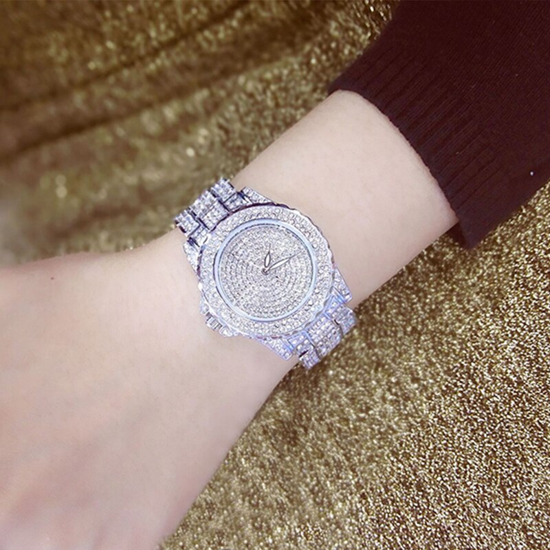 Luxe Vrouwen Strass Horloges Goud Zilver Horloge Dames Quartz Horloges Valentijn Cadeau