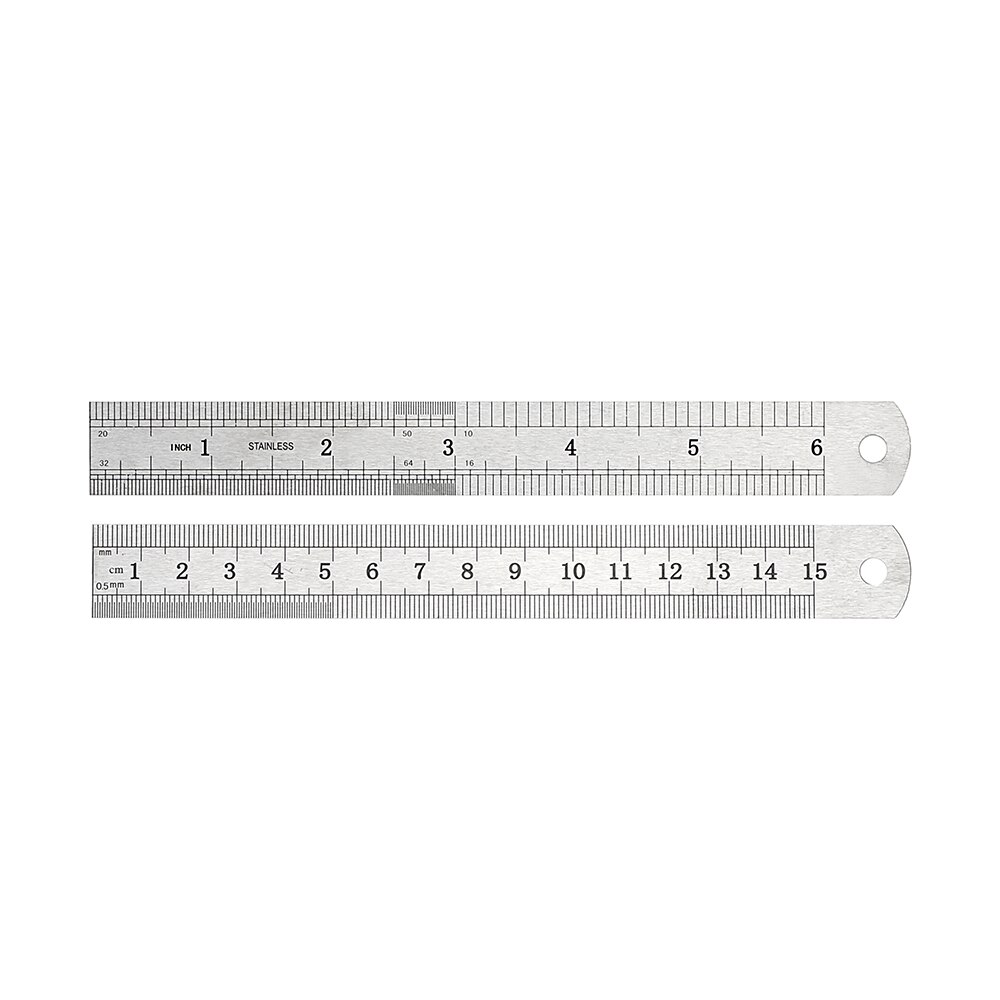 DIYWORK Double Sided Measuring Tools Stainless Steel Precision Straight Ruler Metal Rule 15cm 20cm 30cm Gauging Tool