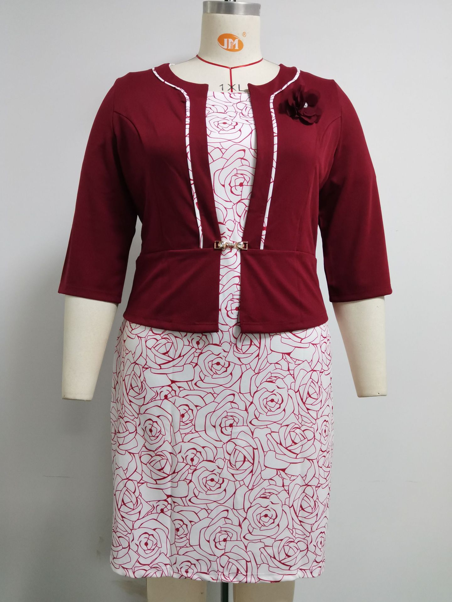 Plus Size Africa Dresses 2 Piece Set Coat Jacket And Dress OL Suit Spring Floral Print Maxi Dress African Outfit