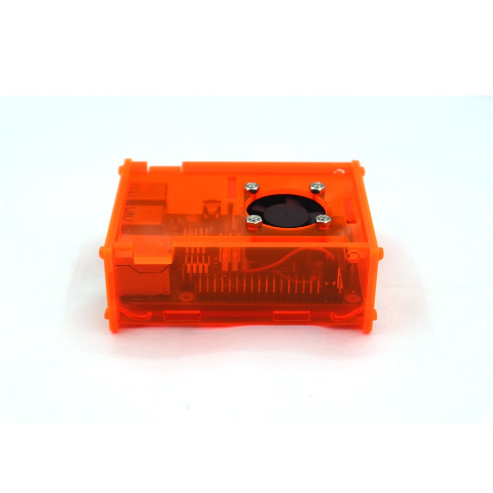 Raspberry Pi 4 Orange Acrylic Case Enclosure Box with Cooling Fan