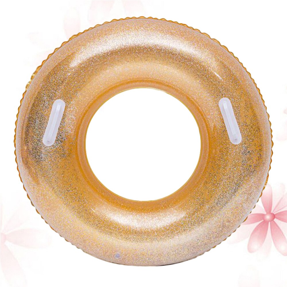 90cm Inflatable Swimming Circle Pool Float PVC Swim Rings Glitter Pool Floats Sequins Inflatable Circle with Handle (Random Colo