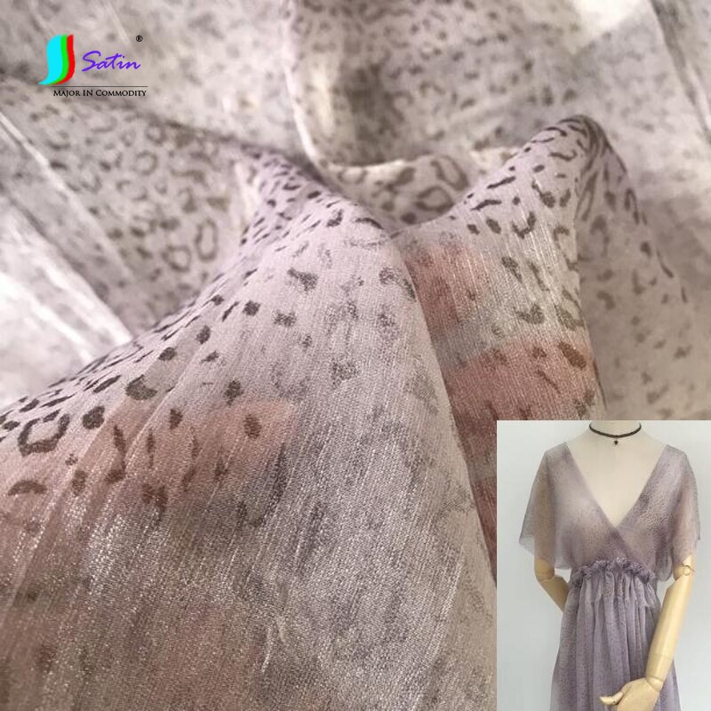 léopard Grain gaufrage en mousseline de soie doux tissu bricolage à la main enfants robe adulte jupe rideau Photo fond tissu