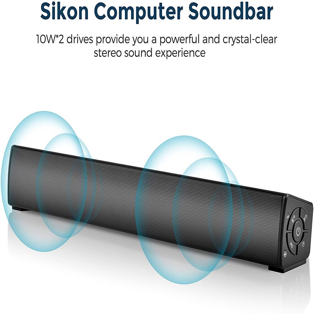 Soundage 20W Soundbar Wireless Bluetooth 5.0 Speaker Surround Home Theater TV Stereo Sound Bar with Remote Control