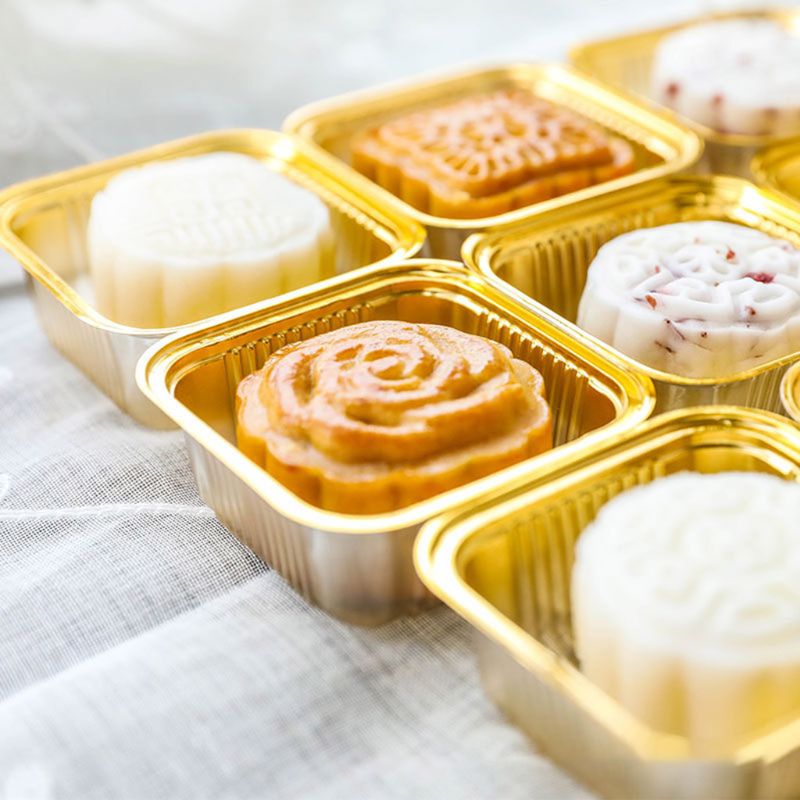 100pcs 50/63-80/100g Square Moon Cake Trays Mooncake Package Box Container Holder Mid-autumn Festival