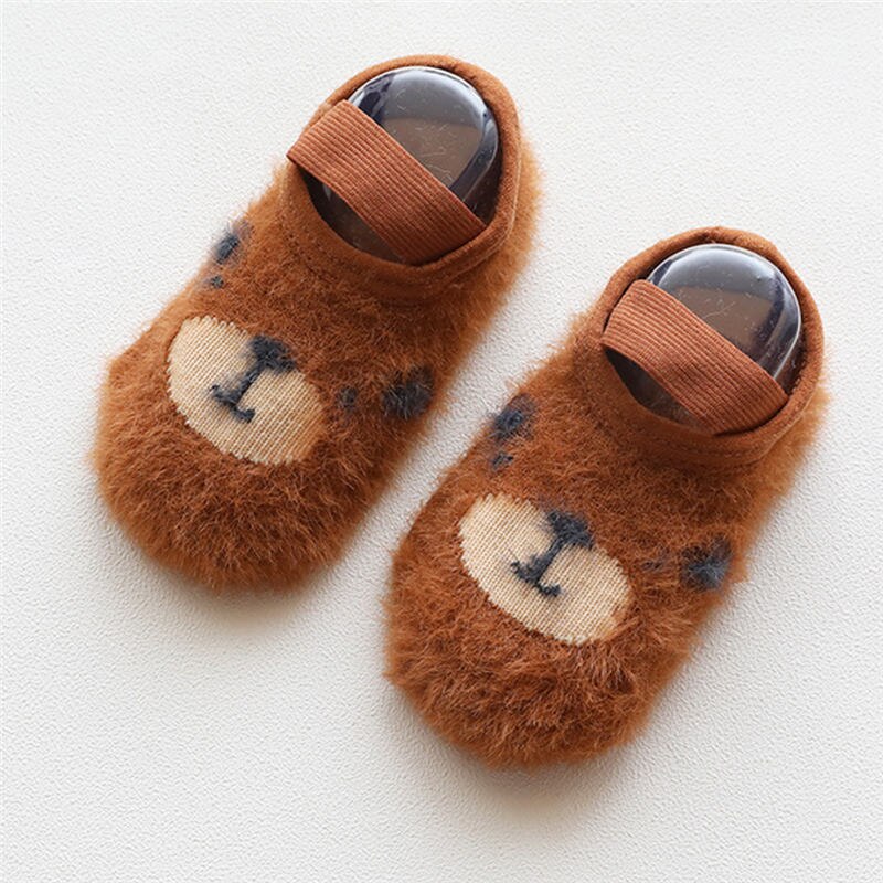 0-3T Autumn Baby Floor Socks Toddler Girls Boys Warm Non-slip Socks Infant Kids Cute Bear Bunny Fur Socks Winter