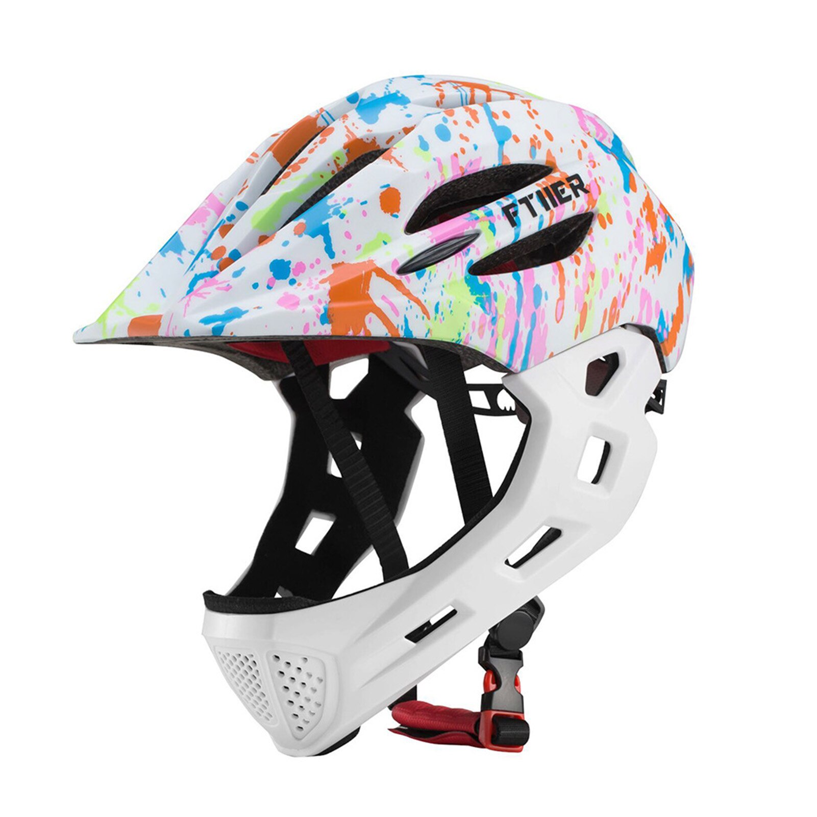 LED Enfants Cyclisme Casque Intégral Détachable Enfants Casque de Descente VTT Casque De Vélo Sport Sécurité Capacete Ciclismo Casques: WHITE