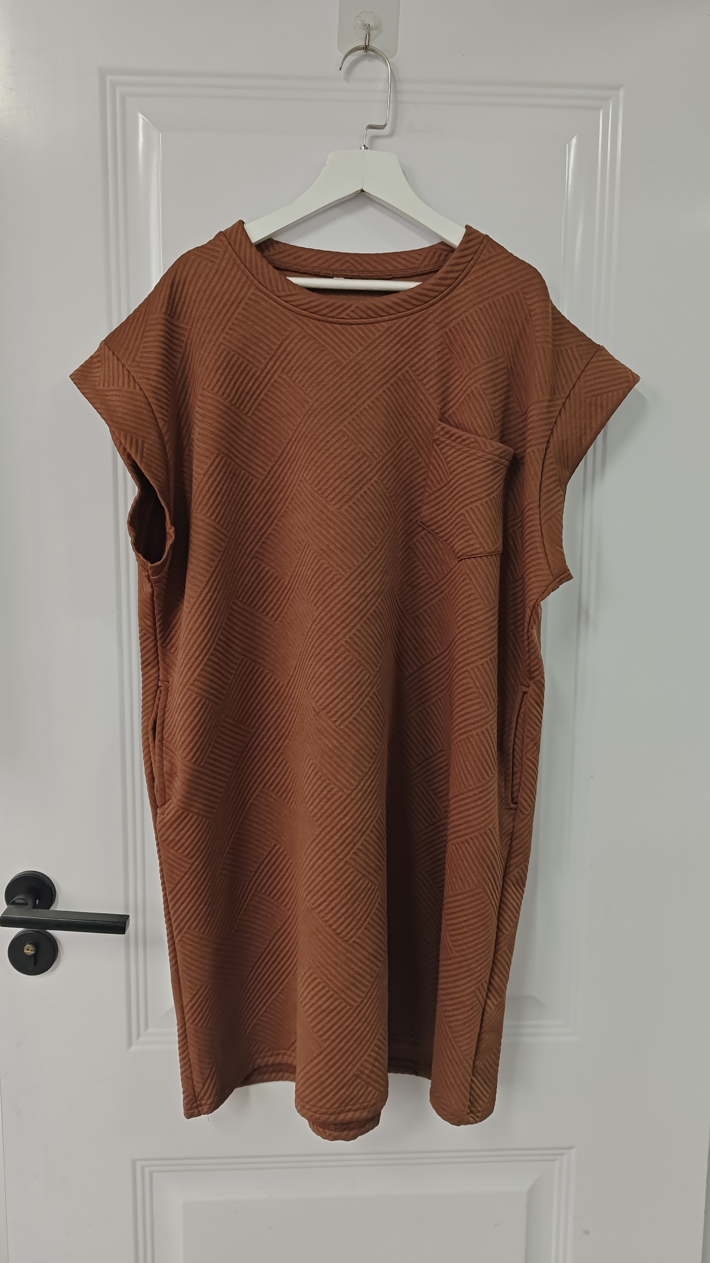Casual Jurk Dames - Ronde Hals Zakje Korte Mouw Losse A-lijn Mini Polyester