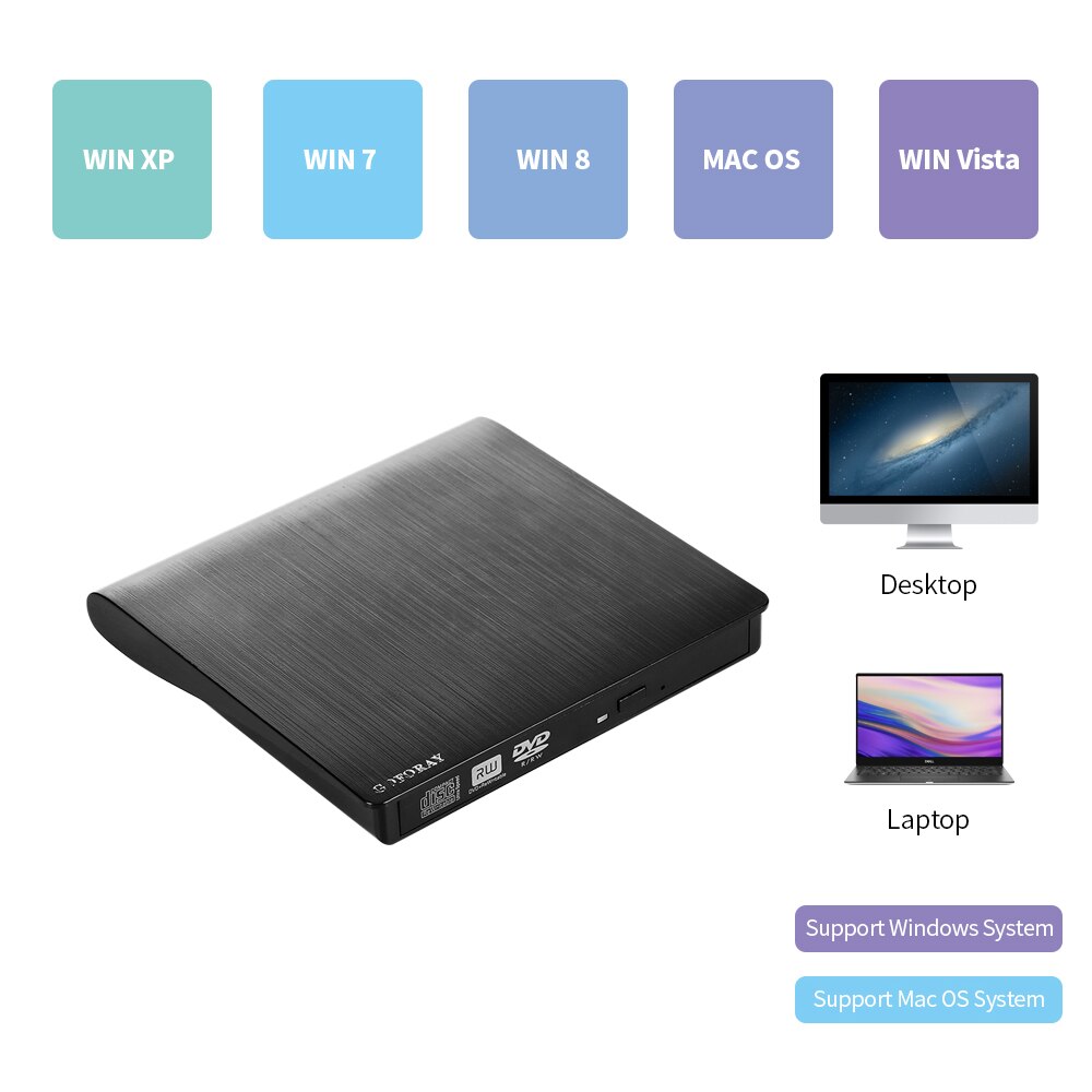 Usb 3.0 extern dvd-inspelare cd-rw dvd-rw cd-rom-spelare enhet skrivare rewriter bärbar udda hdd-brännare enhet för windows/mac