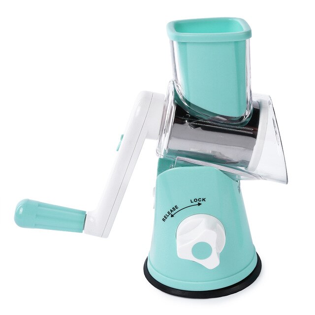 Keuken Swift Roterende Trommel Rasp Groente Kaas Cutter Slicer Shredder Grinder met 3 Uitwisselen Rvs Drums: Sky Blue