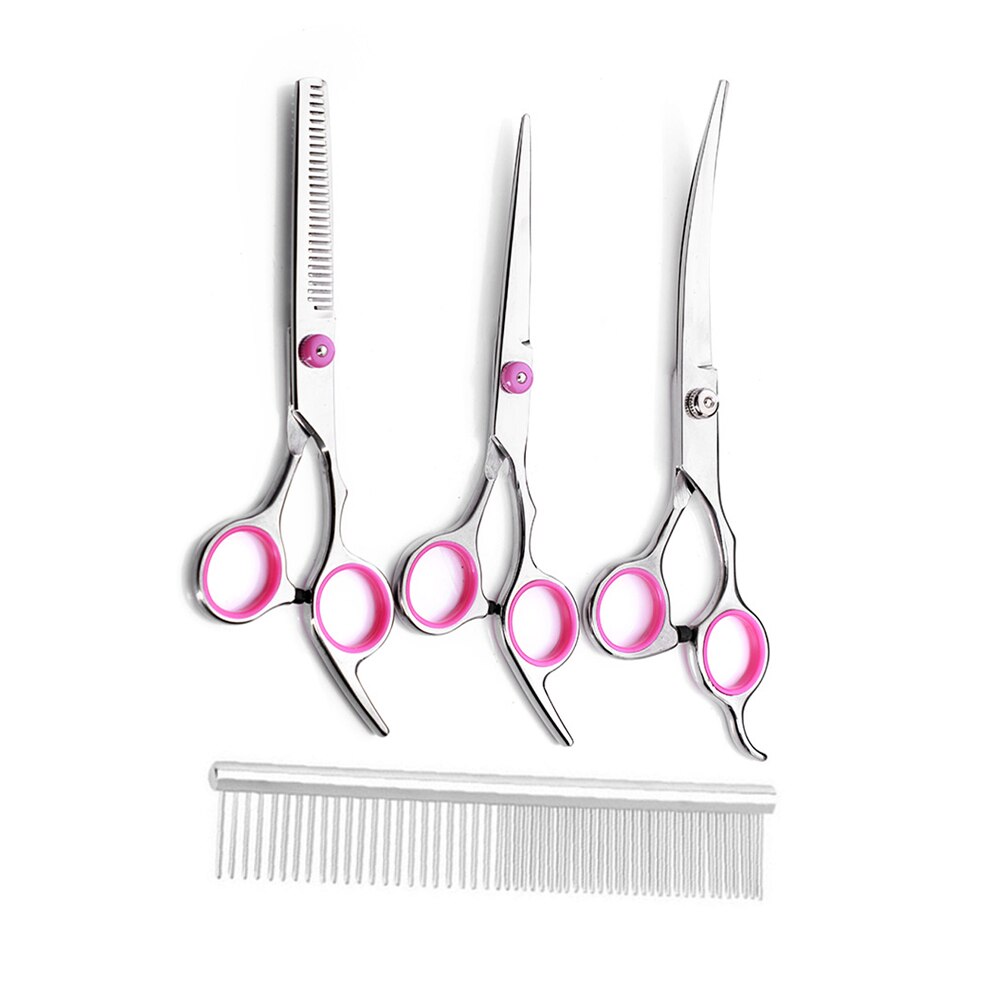 Pet Grooming Scissors Dog Cat Curved Thinning Shear Hair Cutting: Pink