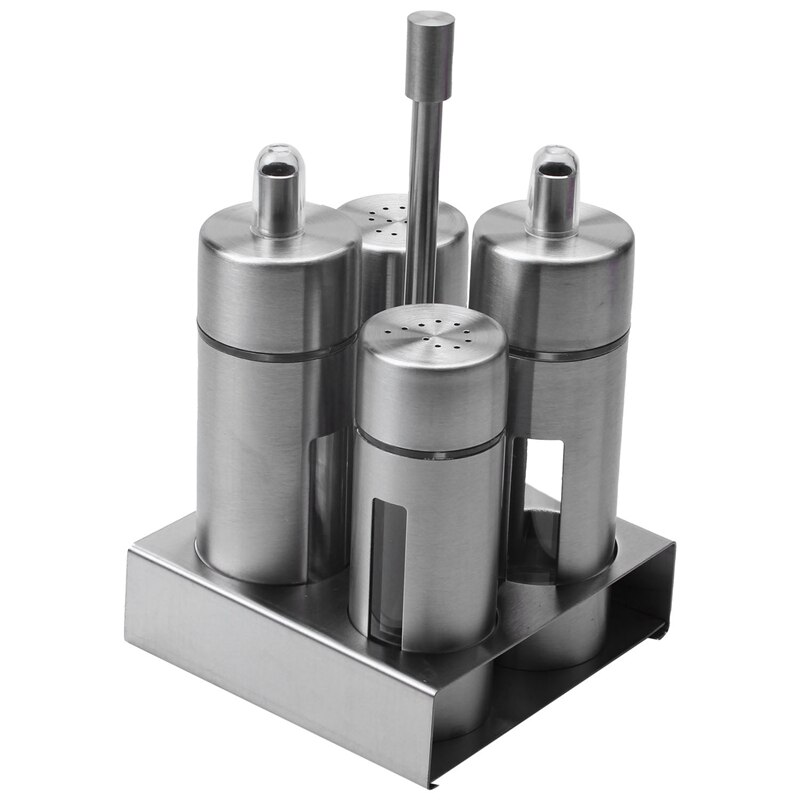 5Pcs/Set Stainless Steel Spice Rack Cruet Condimen... Grandado