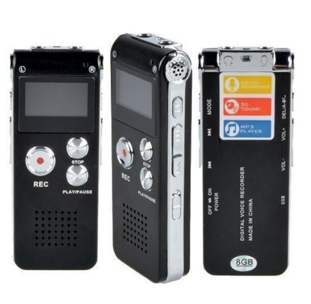 Oplaadbare 8GB Digital Audio Voice Recorder Dictafoon Telefoon MP3 Speler ET