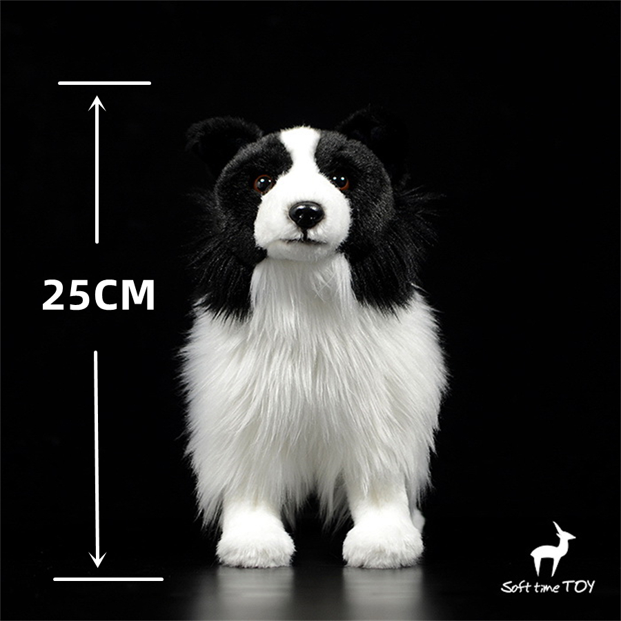 Sheltie hund plyschleksak högkvalitativ grov collie plysch shetland sheepdog leksak naturtrogna gosedjur simuleringsdocka leksaker: Svart