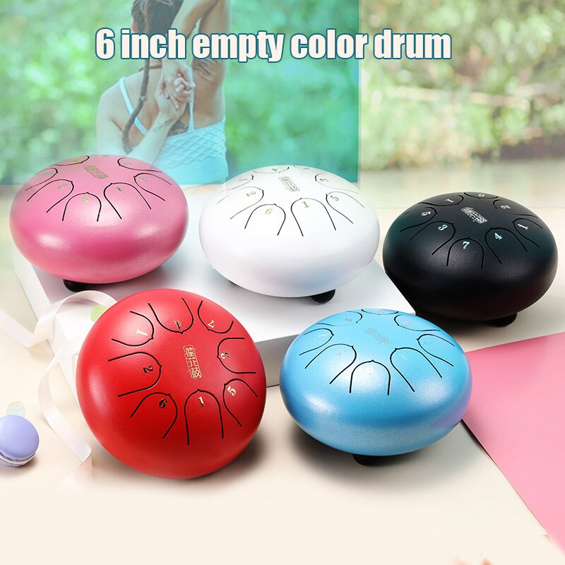 Nature Steel Drum Kit Tongue Drum 6 Inch 8 Tune Steel Hand Pan Drum Tank Drum Percussion Instruments Handpan &amp;T8