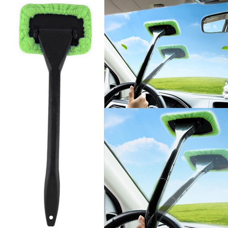 Car Dual-Use Dust Removal Defogging Glass Brush Front Glass Mop Car Window Cleaning Products: Green