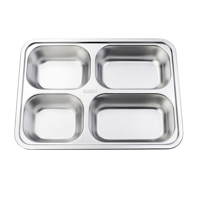 18/8 Stainless Steel 2/3/4 Section Divided Dinner Tray Meal Dish Lunch Box Plate Fast Food Containers for Students Staffs Worker: Sytle Two-4 Sections