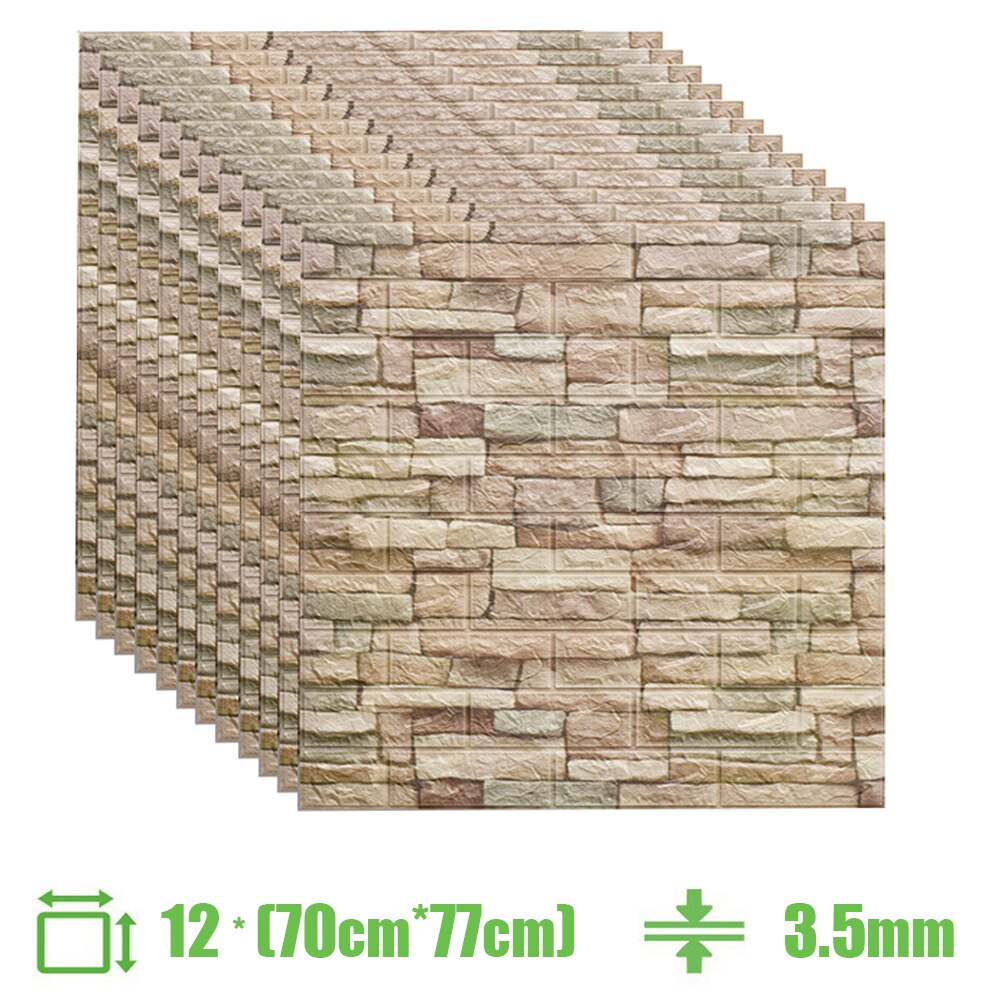 3D Wall Stickers Imitation Brick Bedroom Decor Panel Self-adhesive Wallpaper for Living Room Kitchen TV Backdrop Home Decoration: Yellow
