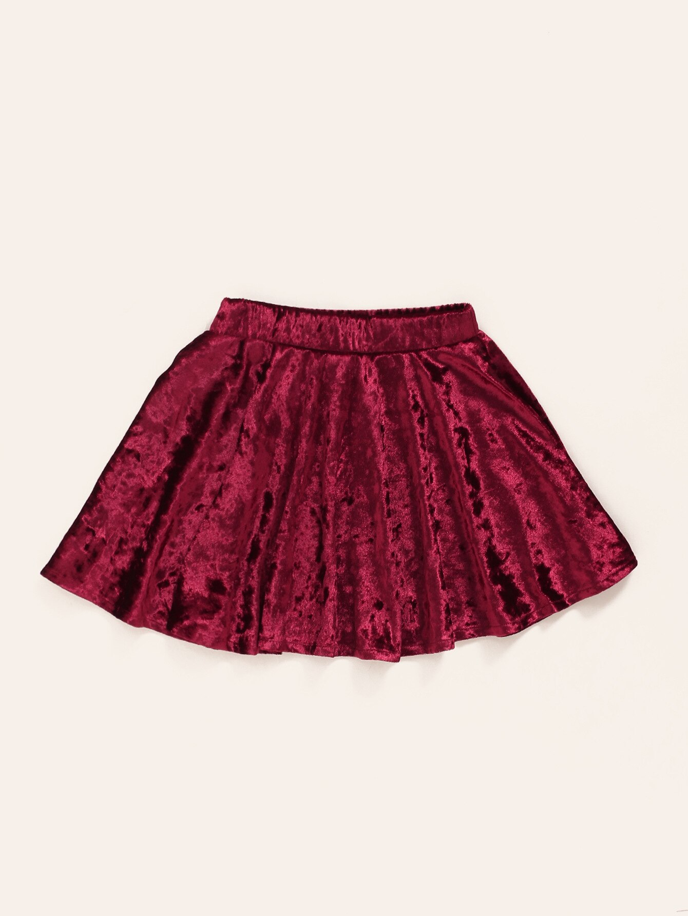 Pudcoco-falda de terciopelo rojo vino para niñas, Falda plisada de una pieza con cintura elástica y dobladillo para primavera y otoño