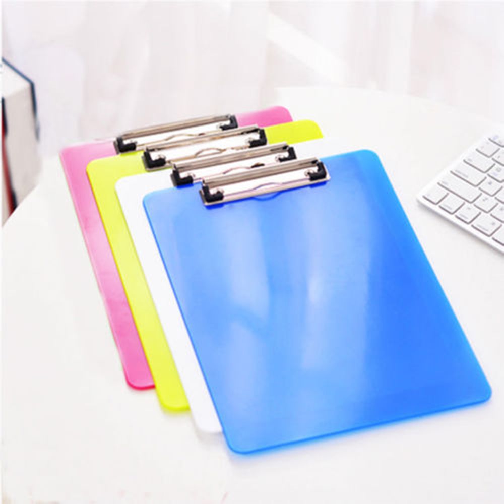 Student Plastic Blue/Black Solid A4 Size Document Clipboard Clip Board With Pen Holder School Office Supplies