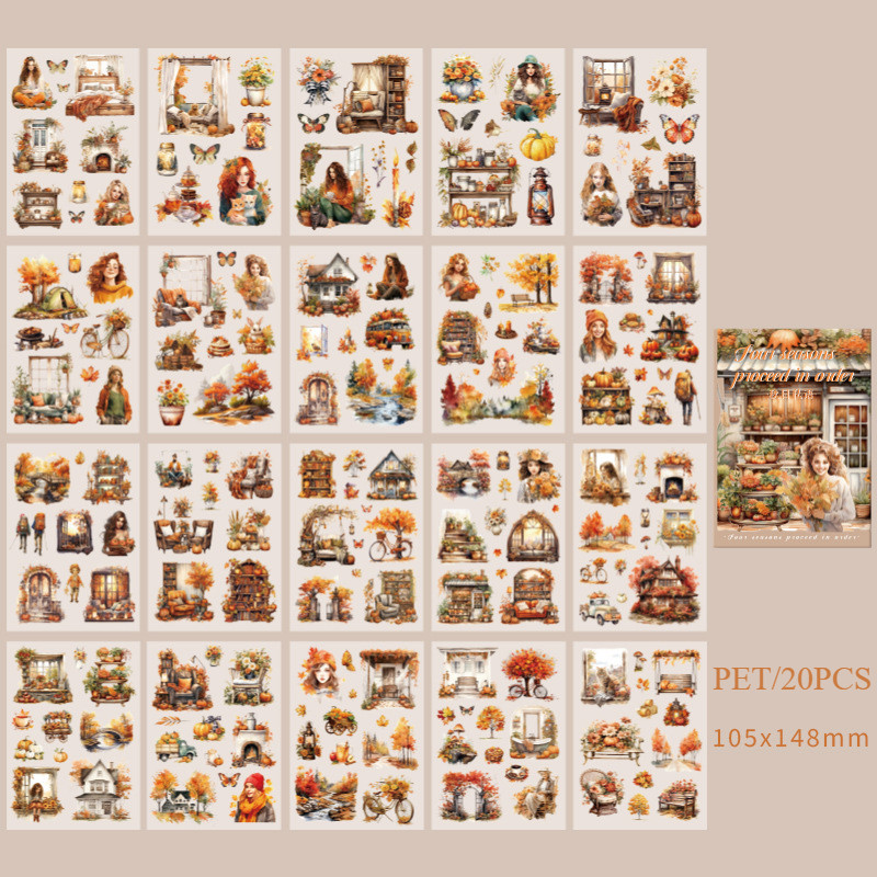 Journamm 20 hojas de pegatinas para mascotas serie de temporada pegatinas de decoración para mascotas diario chica Material de álbum de recortes decoración álbum pegatinas de papelería: Rojo