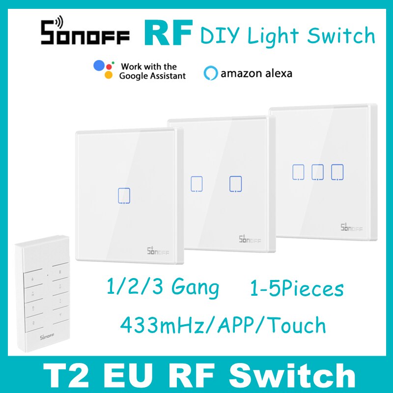 SONOFF-Panel de pared tipo 86 para interruptor de pared, Control remoto inalámbrico RF de 2 vías, de 1-3 bandas, pegajoso, 433MHz, para 4CHPROR3 slamphr2 TX