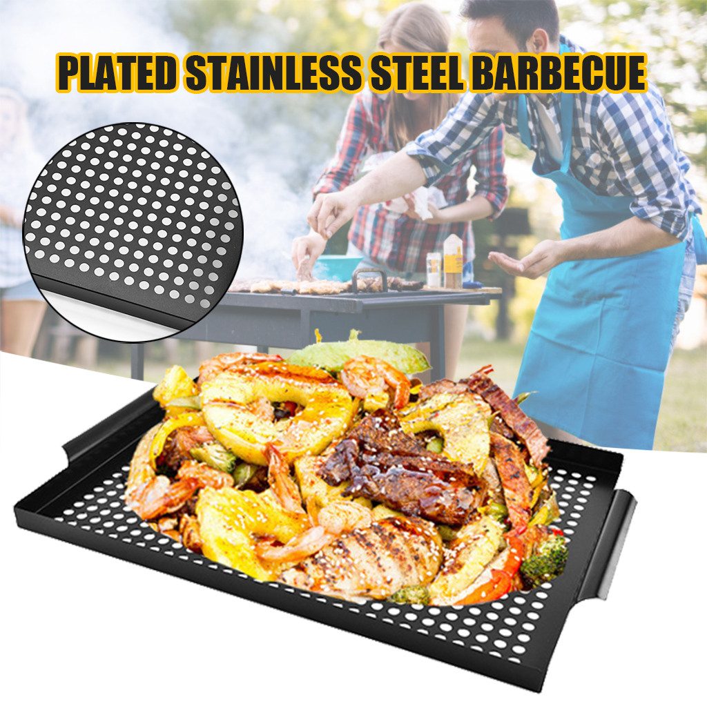 Koreansk bbq-panna stekpanna nonstick utomhus bbq-panna teppanyaki köksredskap återanvändbar kokplatta för festgrillverktyg