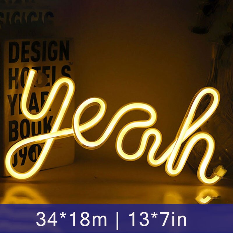 Gezegend Led Neon Sign Inspirational Opknoping Licht Voor Muur Kamer Studio Slaapkamer Leeszaal Party Decoratie Neon Night Lamp: Yeah-Warm