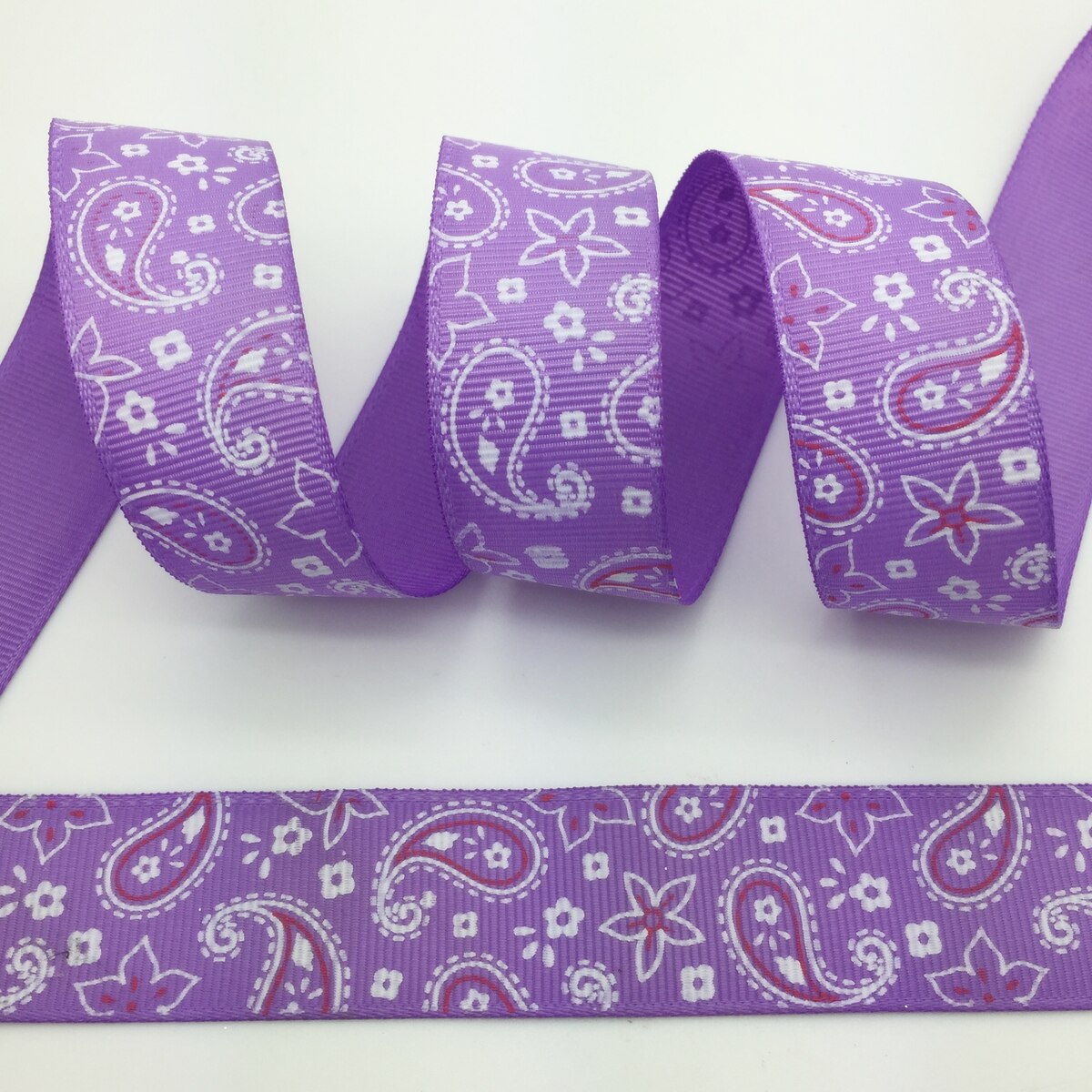 5 Yards 1 Inch 25mm Breed druppels water Gedrukt Grosgrain Lint Haar Boog/Kerst/bruiloft DIY Naaien Craft #009: Purple