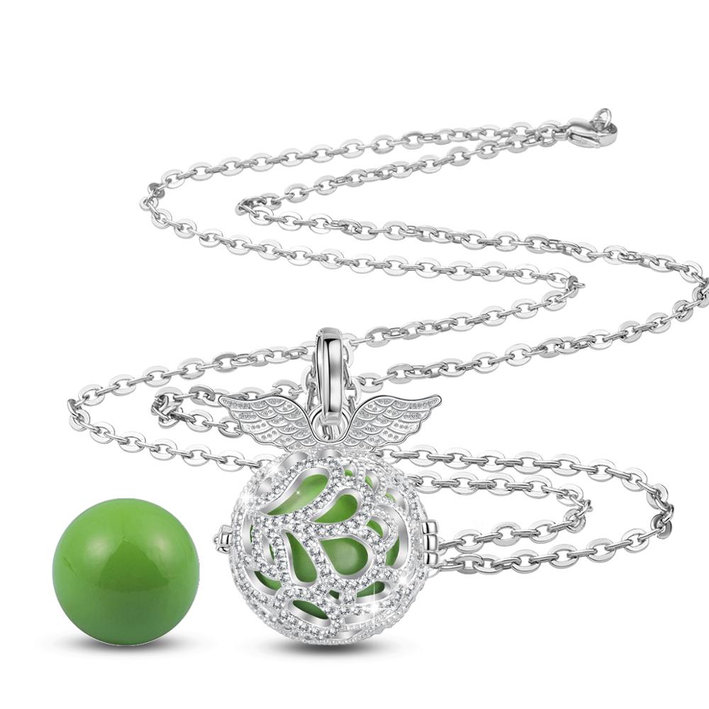 Angel caller 18mm Wing Harmony Bola Ball Crystal Ball CZ Cage Pendant long Necklace DIY Chime Ball For Pregnant woman baby K380: A13