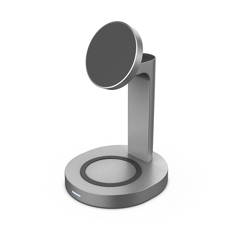 Tragbare magnetische  qi 15w 3 in 1- schnellladestation für iphone 12/12 /13/ iwatch 7/6/ se und airpods pro /2: Grau