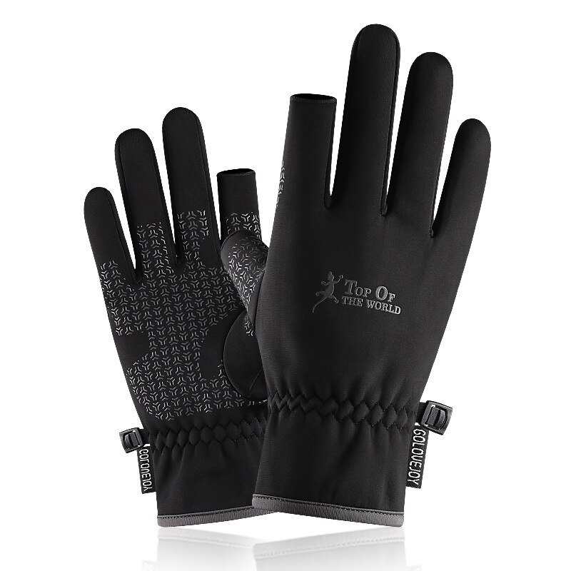 Jianhan Plus Fluwelen Dikke Warme Handschoenen, Twee-Vinger Handschoenen, Werkhandschoenen, Speciaal Voor Vissen: Blauw / Xl