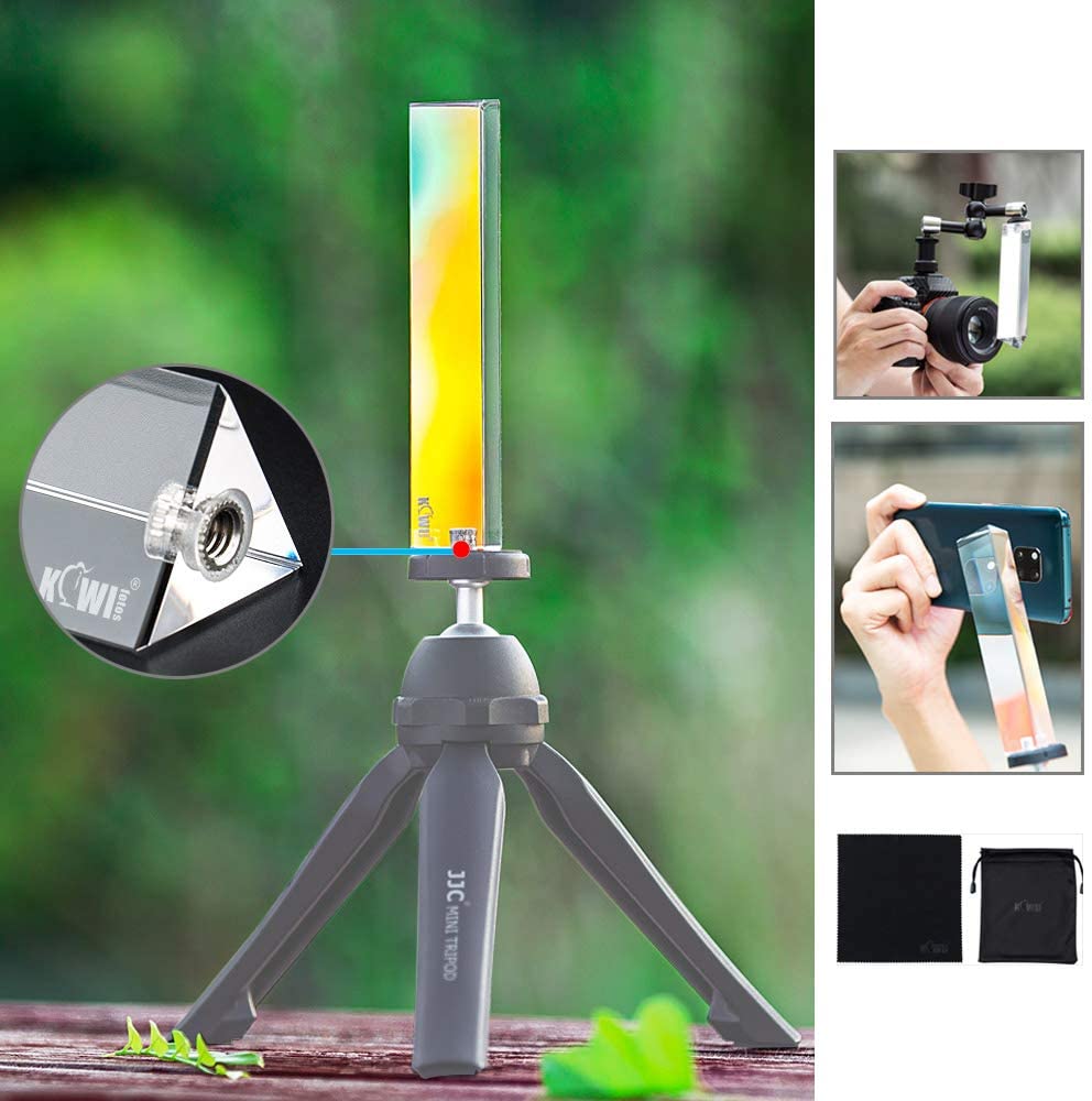 Triangular Prism with 1/4"-20 Female Thread and Microfiber Cleaning Cloth K9 Optical Glass Rainbow Prism Photo Tool Accessories
