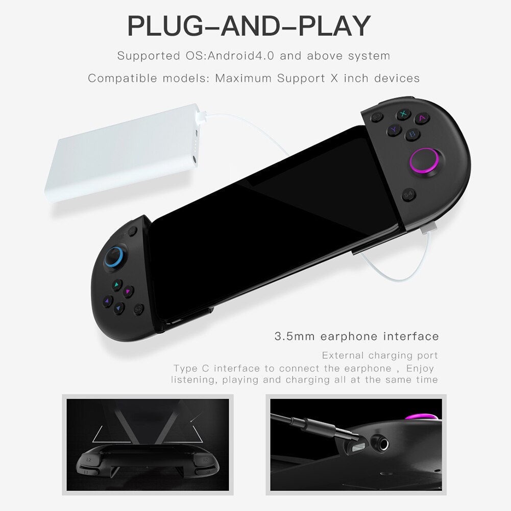 Gamepad Met Type-C Verbinding Intrekbare Stabiele Controller Voor Smartphone Draagbare Game Handvat Joystick Gevoelige Knoppen