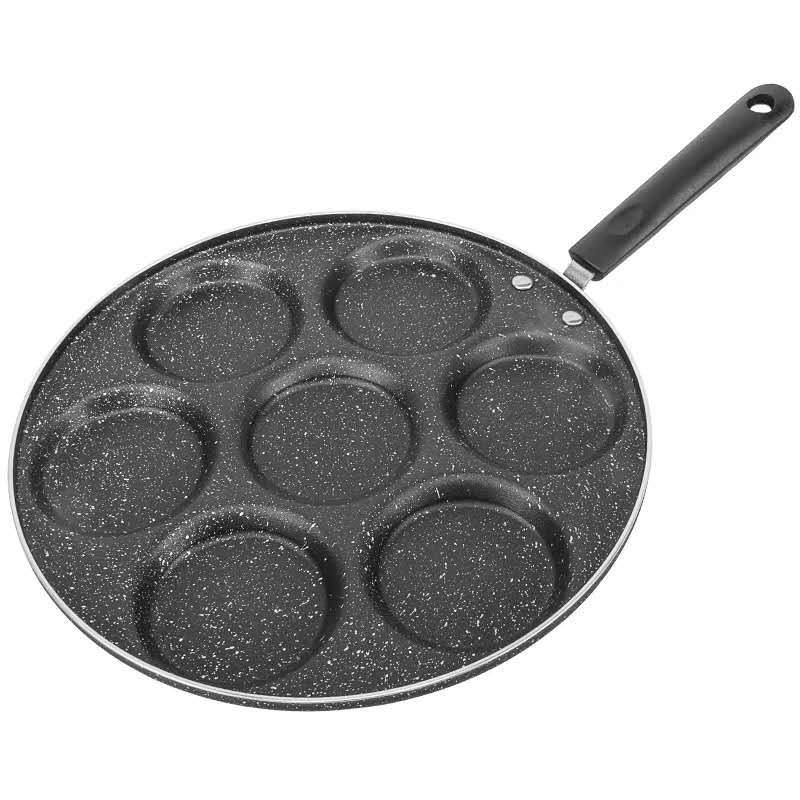 5 hole/7 hole frying pan thickened omelette pan non-stick egg pancake pan steak pan boiled egg ham pan breakfast machine: 7 holes