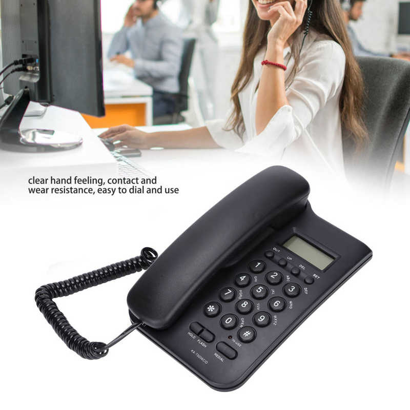 Semi Handsfree Dial Vaste Telefoon Caller Id Muur Gemonteerd Gratis Batterij Bedrade Telefoon