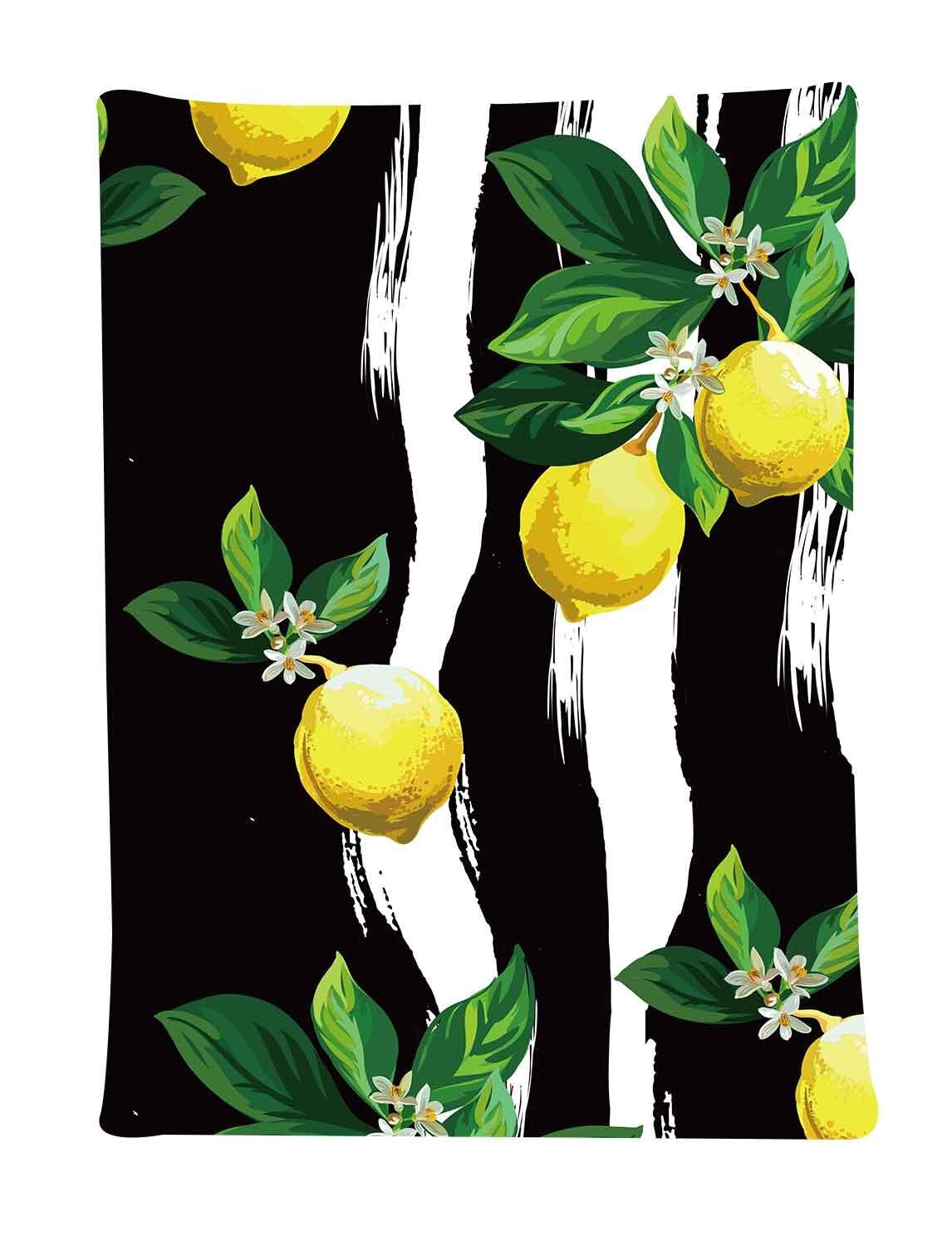 Simsant Lemon Fruit Flower Tapestry Lemon Tree Leaves Pattern Art Wall Hanging Tapestries for Living Room Home Dorm Decor