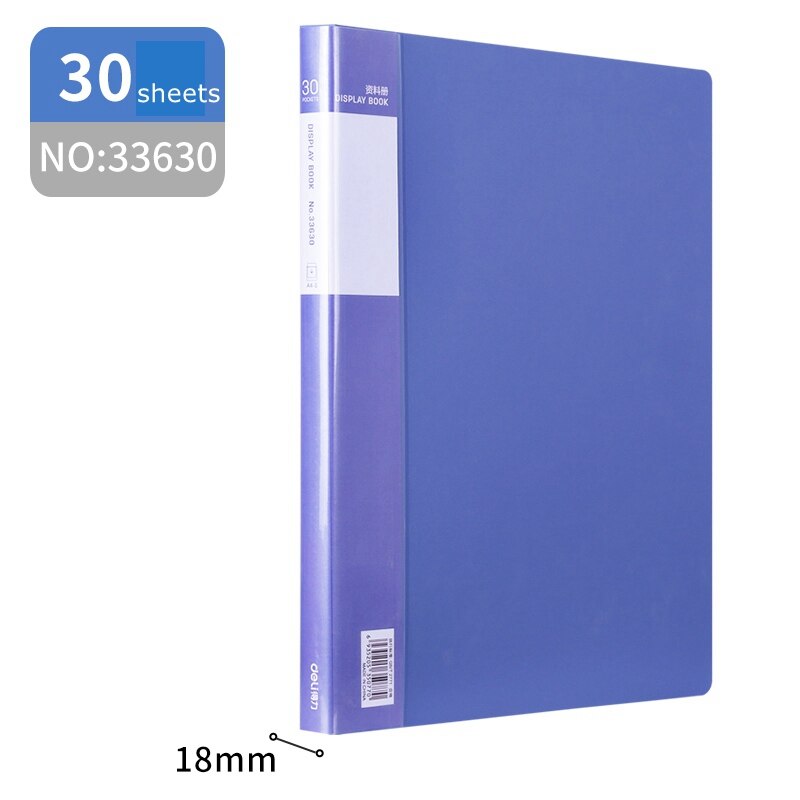 1/2/3/5PCS Deli folder 33610 transparent interleaf A4 clear leaf file folder 10-100 sheets documents loose leaf folder: 33630(1PCS)