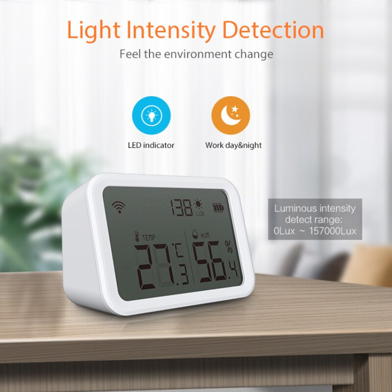 Tuya Zigbee Smart Home Wifi Temperatuur En Vochtigheid Sensor Met Led Screen Werk Met Alexa Google Assistent En Tuya Zigbee hub