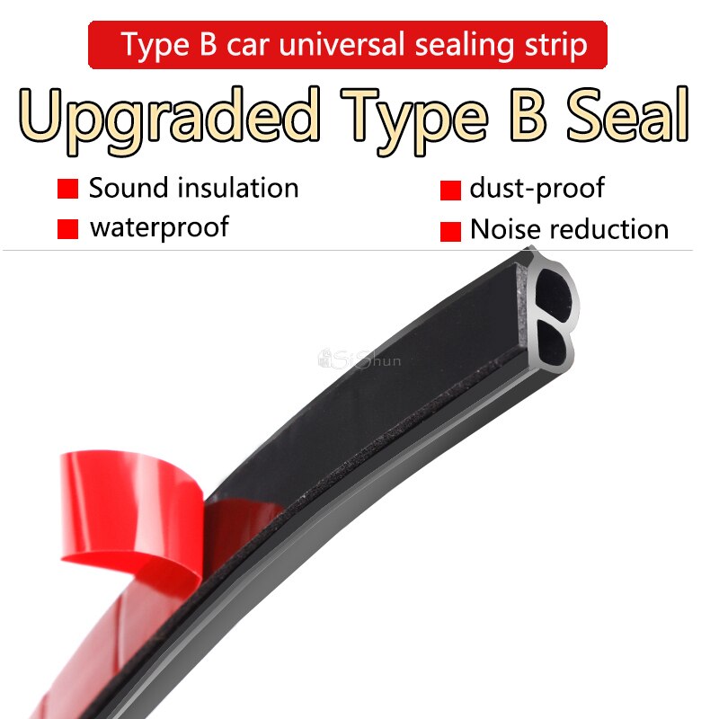 Universele voor autos deur 、 kap 、 kofferbak type-B afdichtstrip autos deur rubber afdichting strip voor waterdichte en stofdicht: 5meters