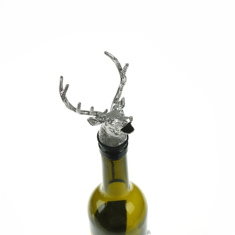 1Pcs Wijn Fles Sealer Kurk Schenker Stopper Antler Stag Rode Wijn Herten Hoofd