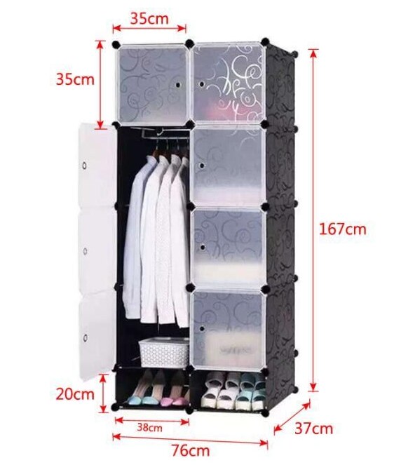 Wardrobes Portable Bedroom Cloth Folding DIY Home Furniture Clothing Storage Cabinet Dustproof Closet Storage 167x76x37 HWC: Default Title