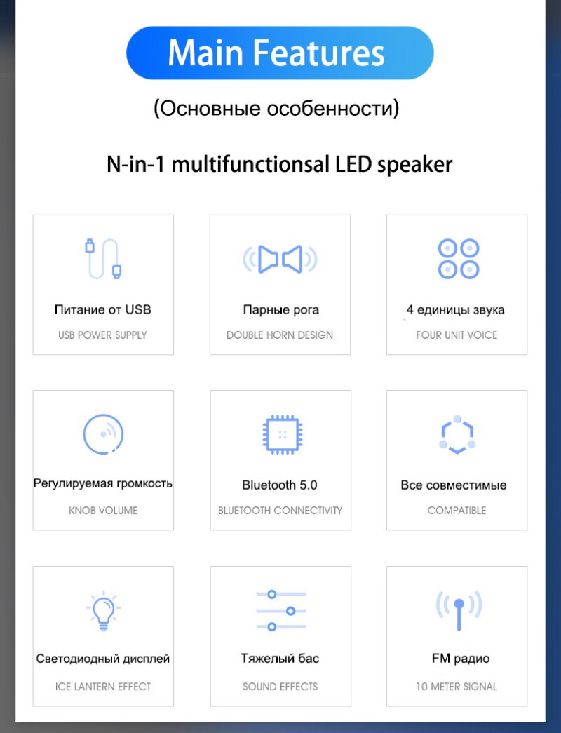 LED TV réveil Portable sans fil Bluetooth haut-parleur colonne stéréo basse barre de son FM Radio USB Subwoofer pour ordinateur TV téléphone