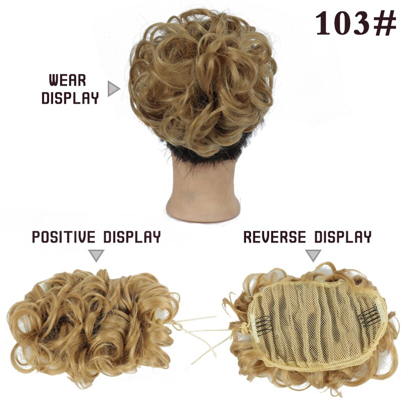 Ailiade rörigt hår bulle lockigt chignon syntetiskt hårstycke för kvinnor hår elastiskt gummiband 2 kamklämma i uppsatt hårförlängning: 103