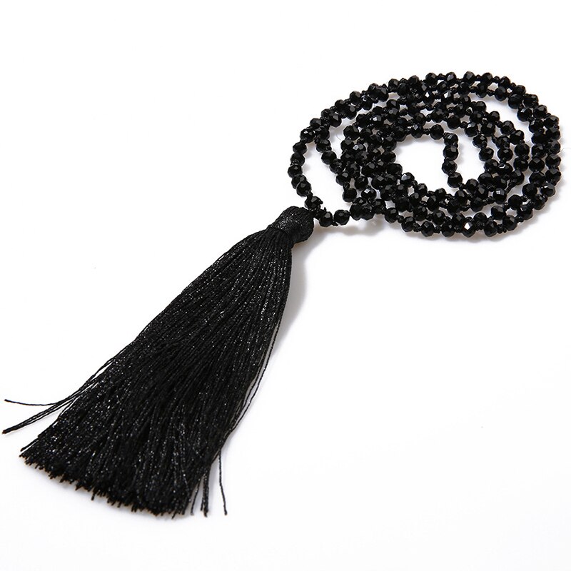 Boho Long Fringe Tassel Necklaces Women Glass Beads Crystal Statement Collar Bohemian Jewelry: 9