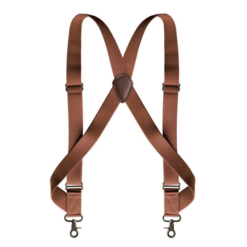 Deepeel 1Pc 3.5X125cm Mannen Jarretel X-Vormige Stretch Brede Bretels Werk Bretels Haak Gesp 2 Clips Bandjes man Jockstrap: Camel