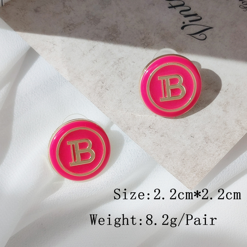 HANGZHI Neue Runde Geometrische knapp B Bunte Tropfen Öl Emaille Metall Kupfer Zucht Ohrringe Frauen INES retro Süße Ohrringe Schmuck: C