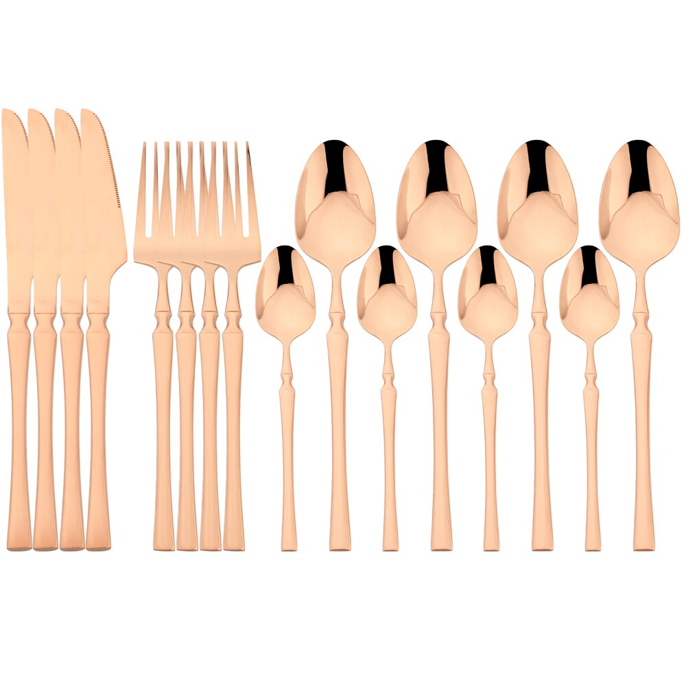16 -teiliges rosen-essbesteck-set, bestehend aus messer, gabel, kaffeelöffel, edelstahlbesteck und küchenaccessoires im westlichen stil
