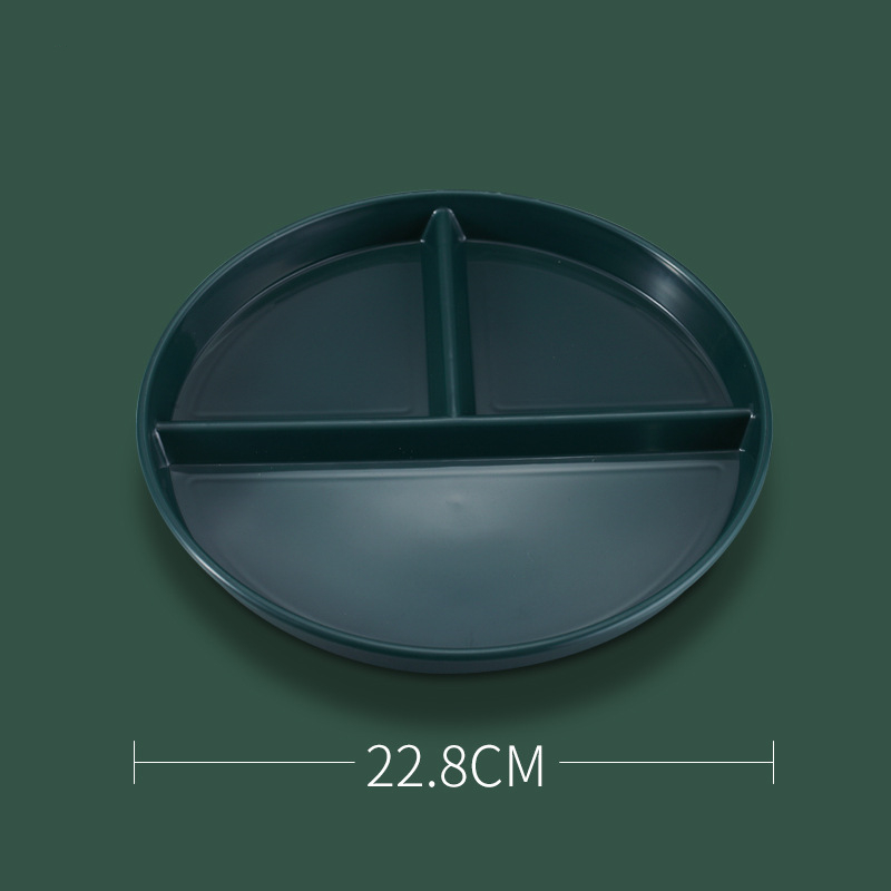 Compartment Plate For Food Round Plastic Dinner Plates Dinnerware Dining Plate Serving Dishes Cake Salad Kitchen Plates: Dark Green